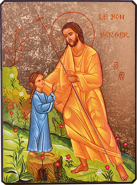 Ikona: Dobri pastir z deklico
